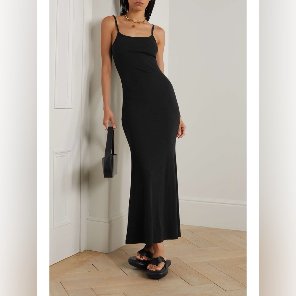 NWT SKIN WORLDWIDE Nile Stretch Cotton Maxi Dress Size XL Black